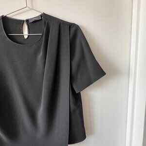 *Never Worn* Theory - Draped Shoulder Top (Black, Size S/P) Perfect work blouse